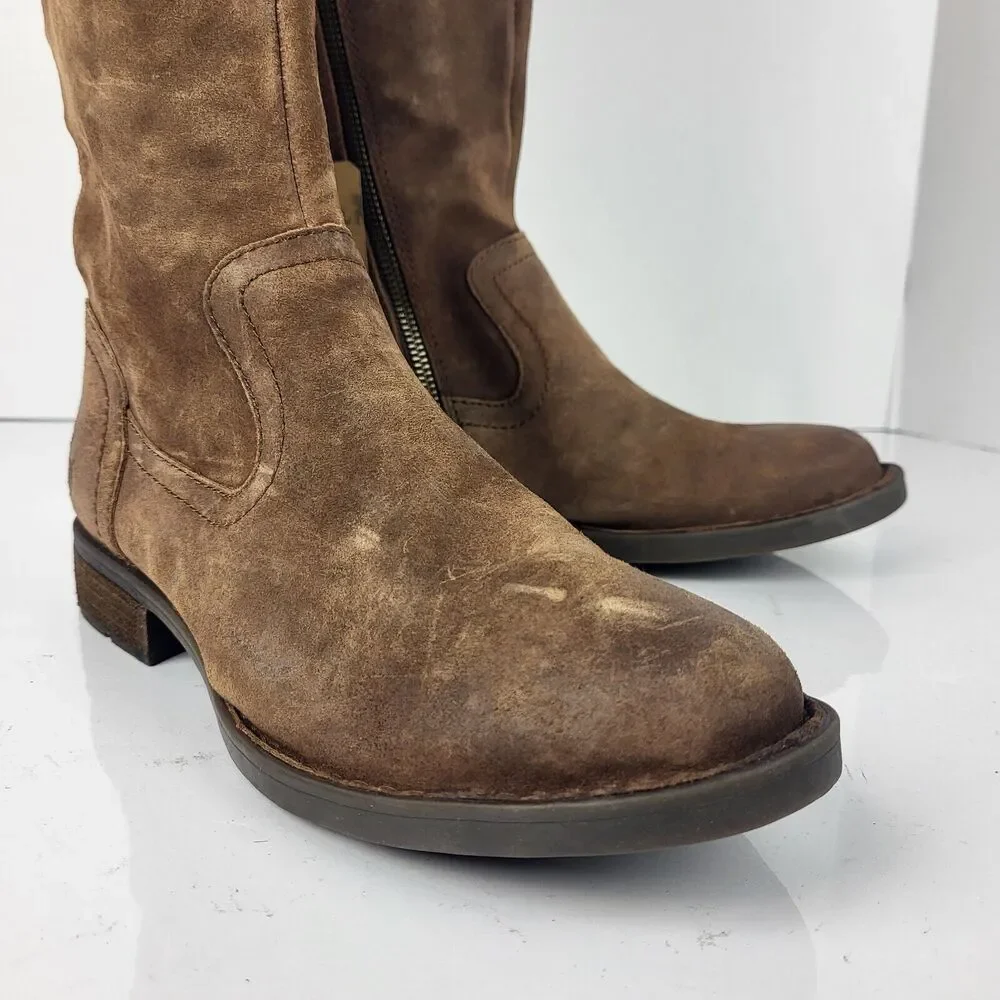 BORN Britton Women's Over the Knee Rust Brown Suede Distressed Boots